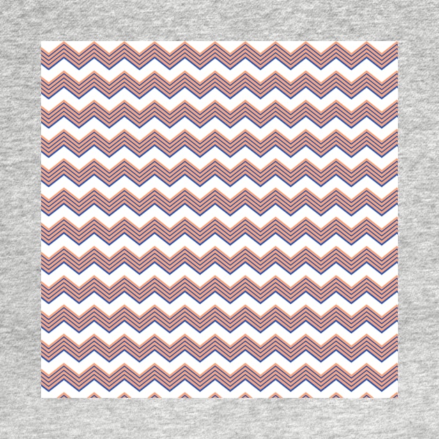 Coral Blue White ZigZag Chevron Pattern by 2CreativeNomads